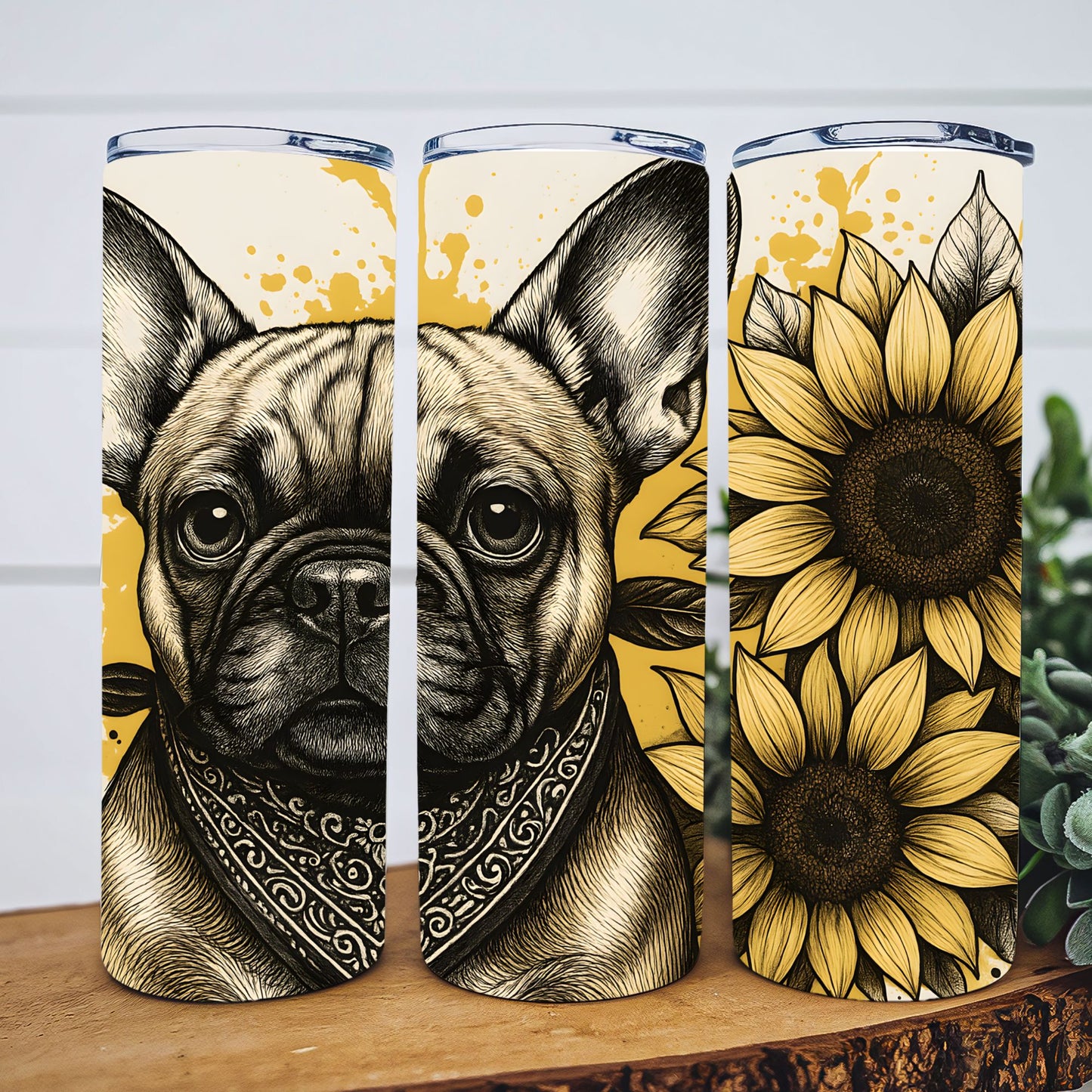 Sunflower Frenchie 20 oz Tumbler