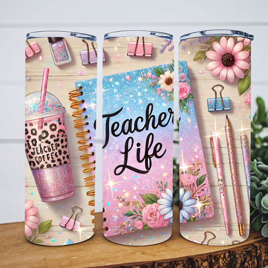 Pink Leopard Teacher Life 20 oz Tumbler